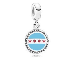 PANDORA chicago flag dangle charm!!